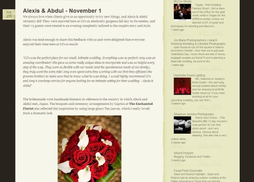 Adornments Wedding on Wilco Wedding Blog!