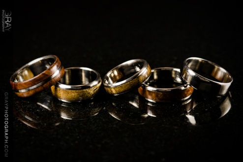 Titanium rings with wood inlay by Charlie Thompson