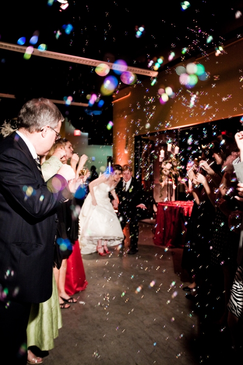 Leaving the Reception with Bubbles